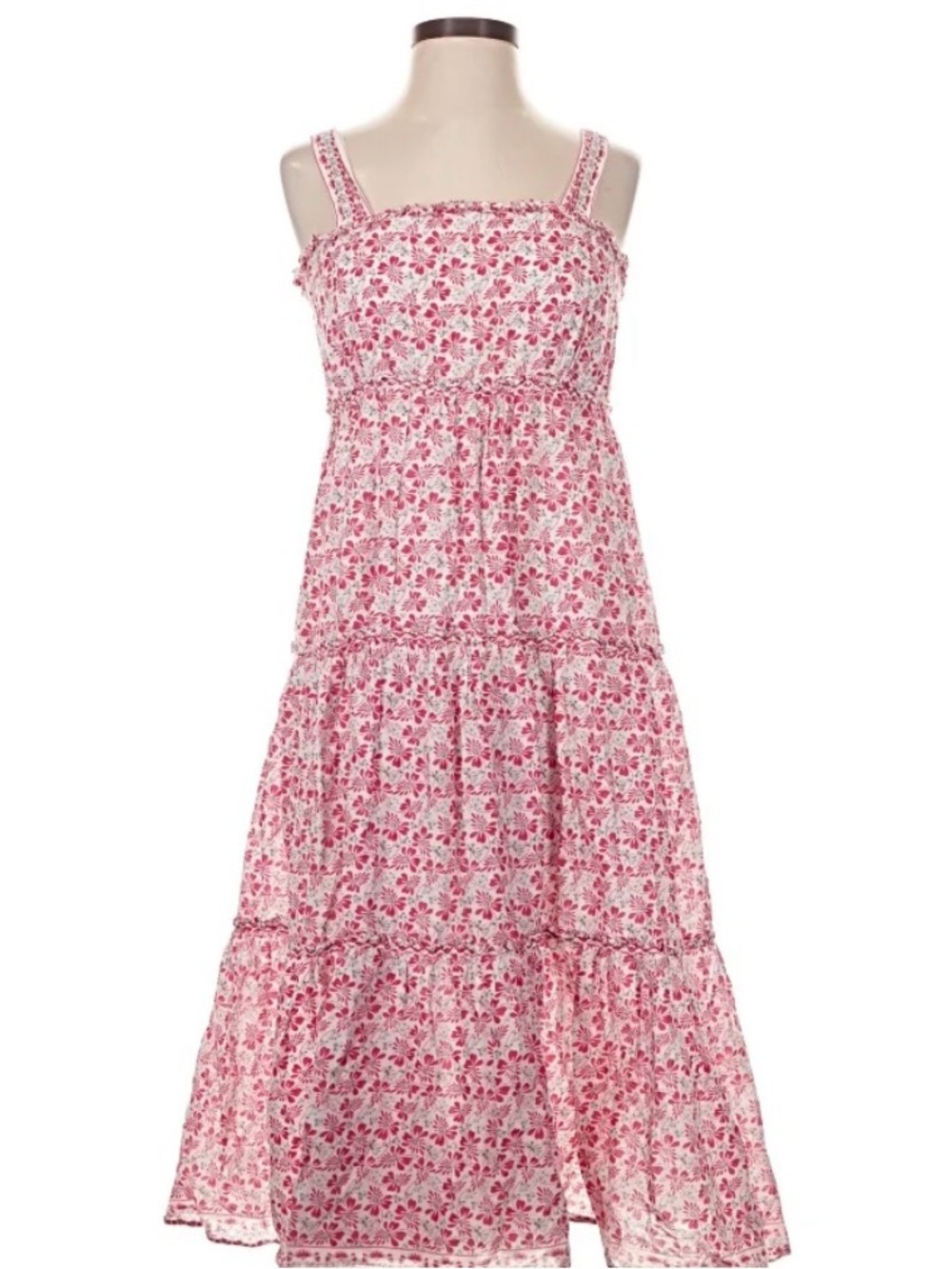 Max Studio Pink Floral Tiered Midi Dress
